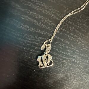 True Fans Cincinnati Bengals 1/10 CT.T.W. Diamond Logo Necklace In SS
